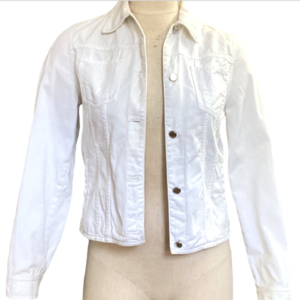 Jones New York Country Cropped 100% Cotton Jacket Sz‎ PP White #41H